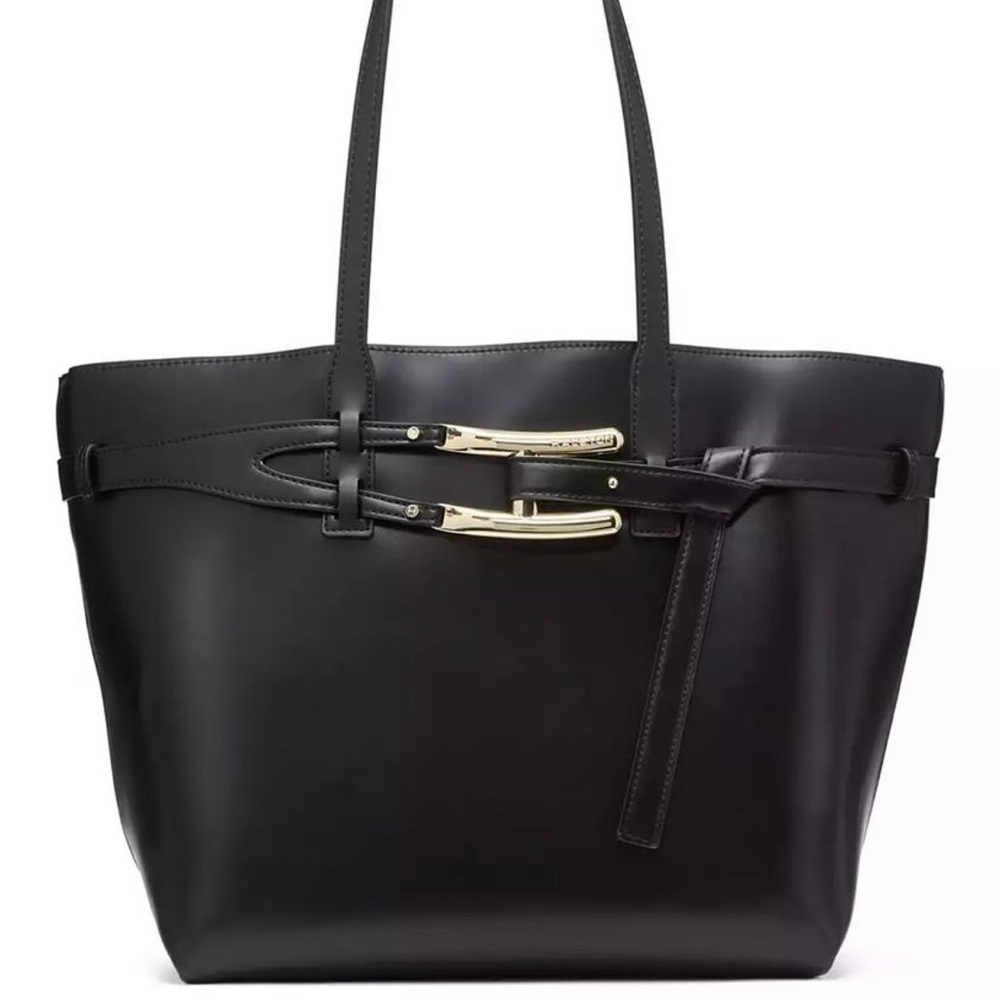 NWT Halston Tote Bag, Tasha Large Tote, Black with Red Interior